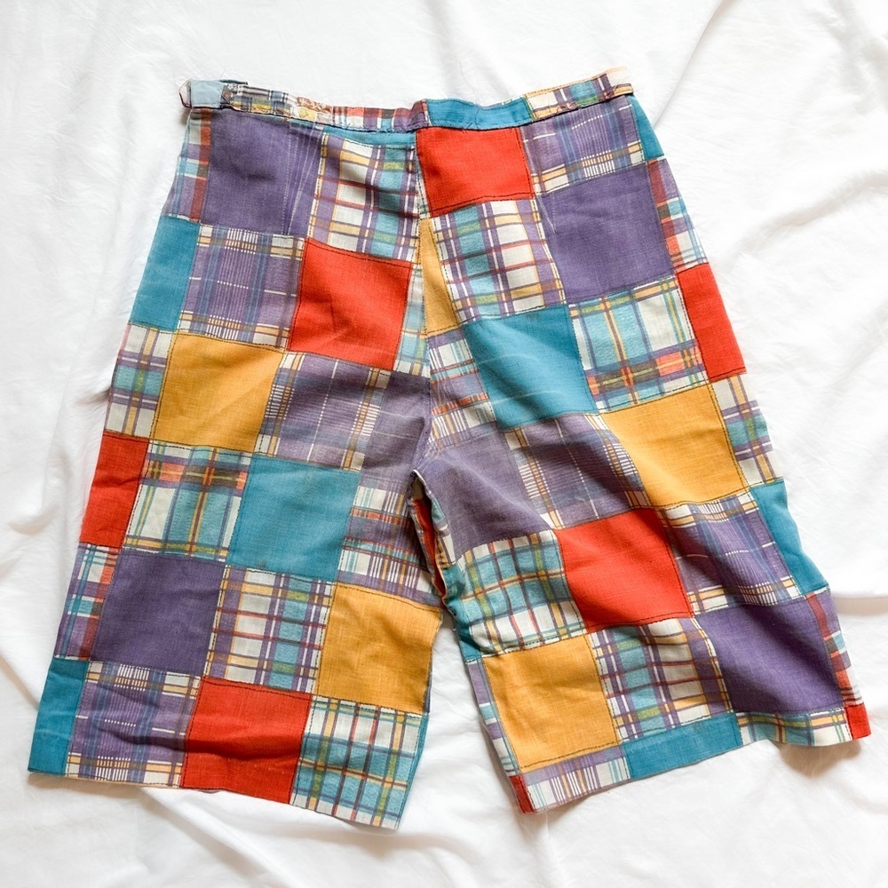 Vintage Handmade Patchwork Madras Bermuda Shorts … - image 5